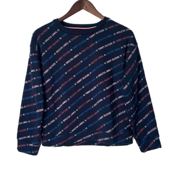 Tommy Hilfiger Girls Long Sleeve Logo Crewneck Sweatshirt - Picture 1 of 5